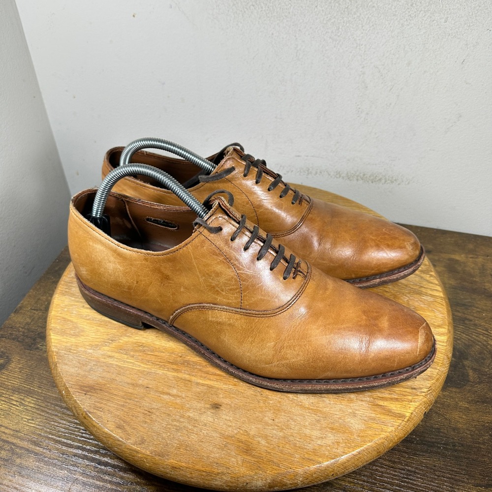 Allen Edmonds Carlyle Tan Leather Plain Toe Oxford Shoes 8832 Mens 10.5 E USA